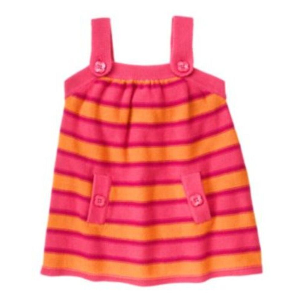 NEW Gymboree girls Dress 5T Sweater Jumper pink orange stripe Fall For Monkeys
